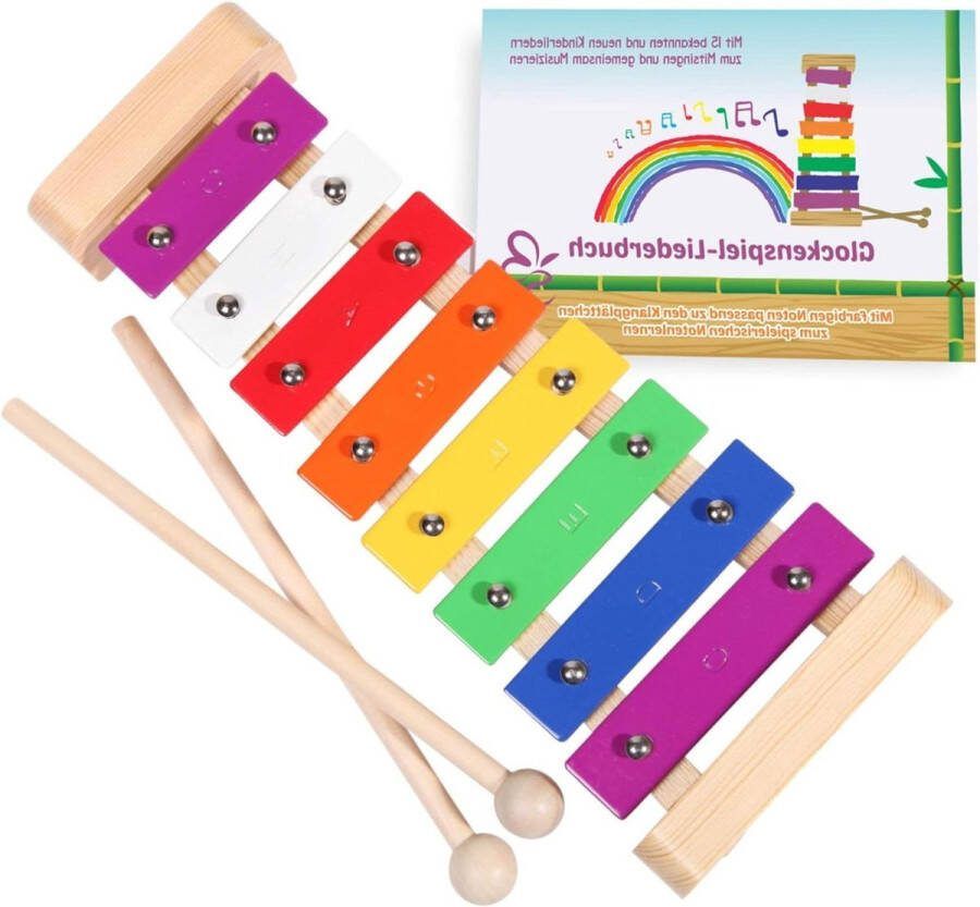 Xylofoon Klokkenspel voor kinderen van hout Harmonieuze muziekboek en houten hamers Muziekinstrument vanaf 3 jaar