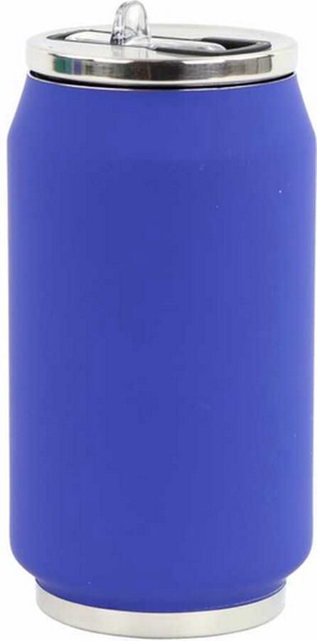 YK Design Thermoskan Soft Touch Blauw 280ml 13cm isoleerdoos dubbelwandig roestvrij staal siliconen afdichting BPA-vrij 1713-8174