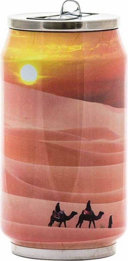 YK Design Thermoskan Woestijn 280ml 13cm isoleerdoos dubbelwandig roestvrij staal siliconen afdichting BPA-vrij 1566-7994