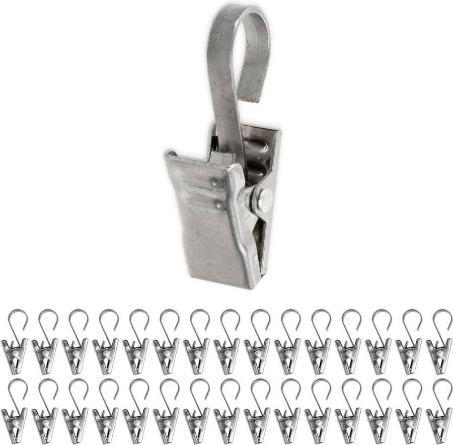 Your Day Mate Gordijnklemmen 30 stuks van roestvrij staal met 10 mm haakoogje 35 mm lange gordijnclips met haken gordijnklemmen voor douchegordijn raamgordijn multifunctionele haakklemmen lichtketting houder