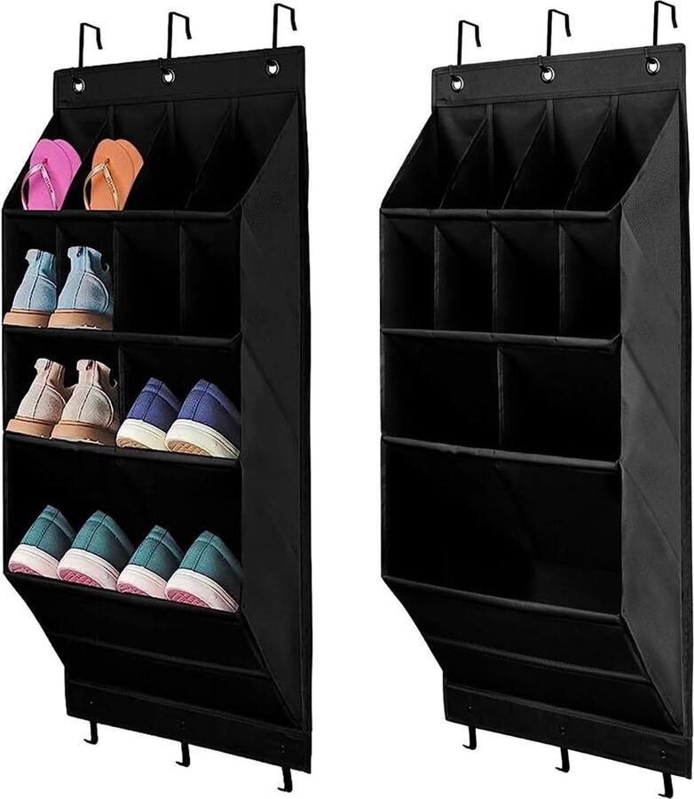 Yowmina 2 stuks organizer voor boven de deur voor schoenen schoenenrek opbergsystemen schoenenrek multifunctionele hangende opbergtas 11 diepe vakken voor slaapkamer badkamer kast