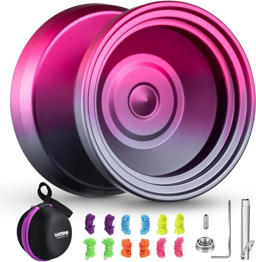 Yoyo V8 beginners metaal dubbel doel JoJo niet-reagerend Yoyo-lager 12 Yoyo-snaren Yoyo-tas grijs-rood kleurverloop