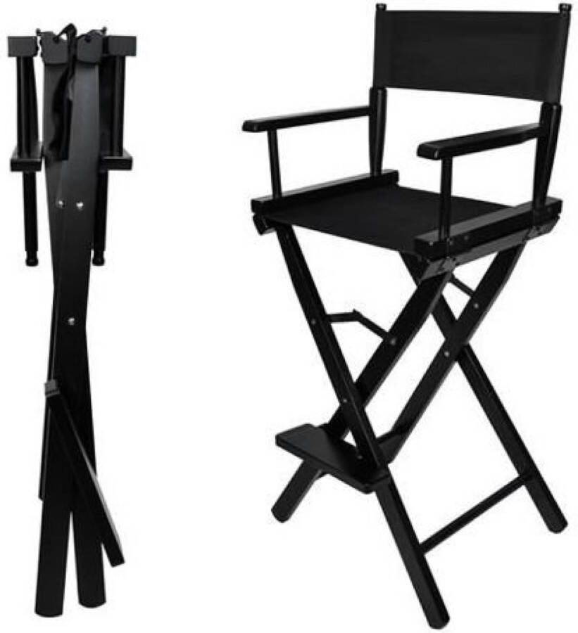 Beautylushh YUNICS Make-Up Stoel Visagie Kruk Wooden Makeup Chair Zwart Directie Klapstoel Regisseursstoel