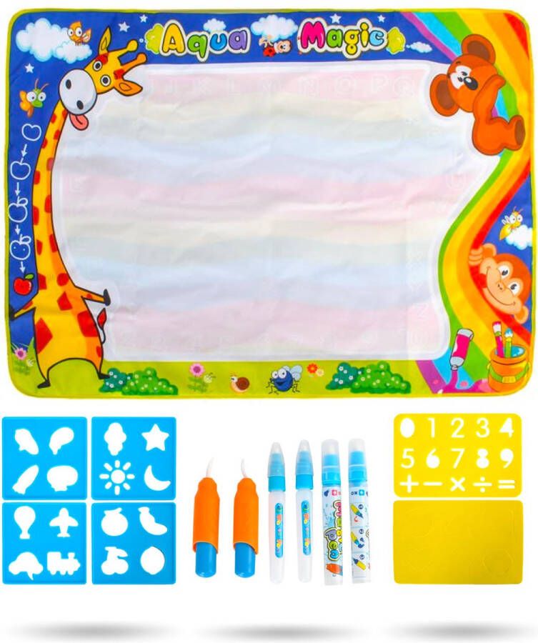 YUNICS Water Tekenmat Inclusief Accessoires Aqua Doodle Tekenbord Mat Aqua Magic Tekenen Speelmat Magische Kleuren 80x100 CM