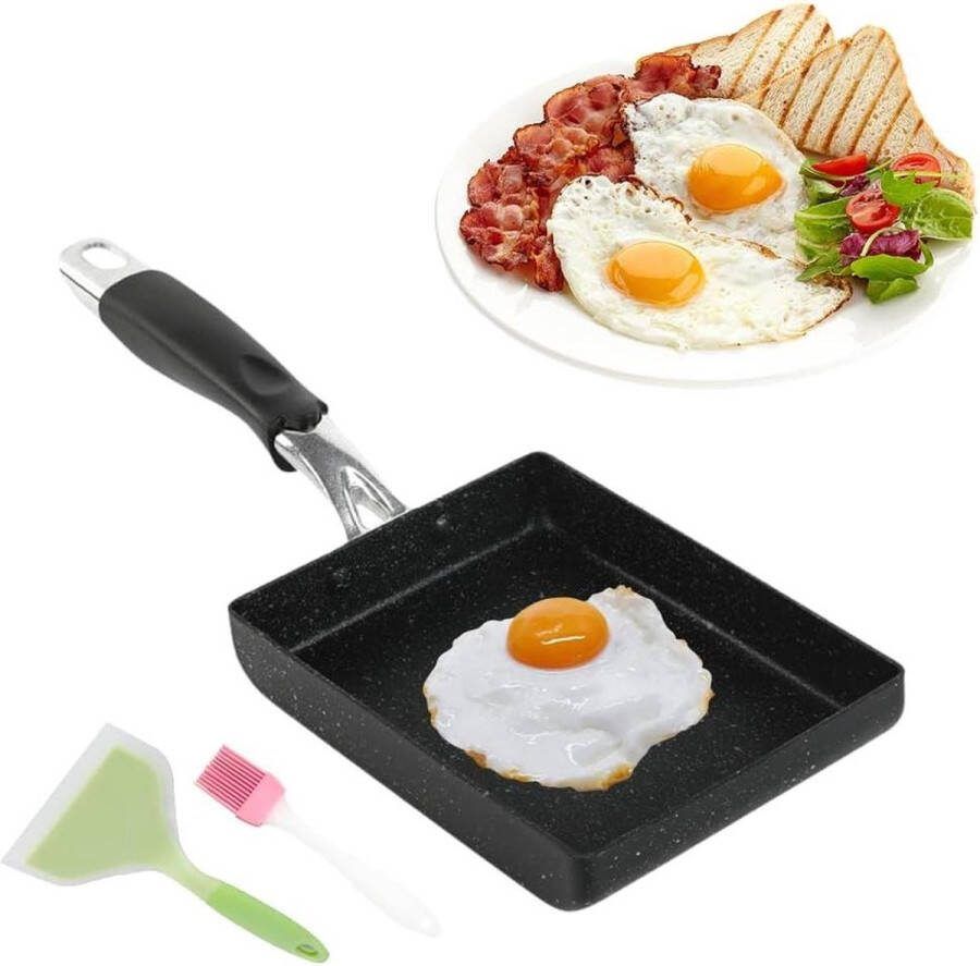 Yuragim Tamagoyaki pan Japanse antiaanbaklaag rechthoekige omeletpan gasfornuis en inductie kookplaat keukenaccessoire