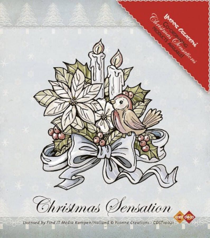 Yvonne Creations Clearstamp Christmas Sensation kerst stempel flowers and candles