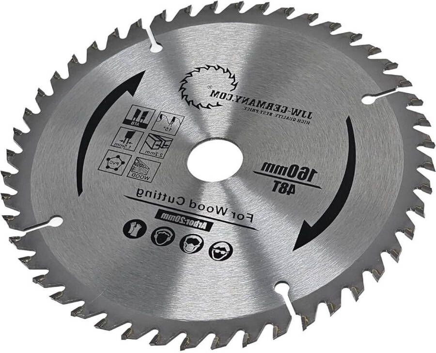 Zaagblad 160 x 22 x 20 mm Z= 48 WZ Festool Mafell industriële kwaliteit DIN EN 847-1
