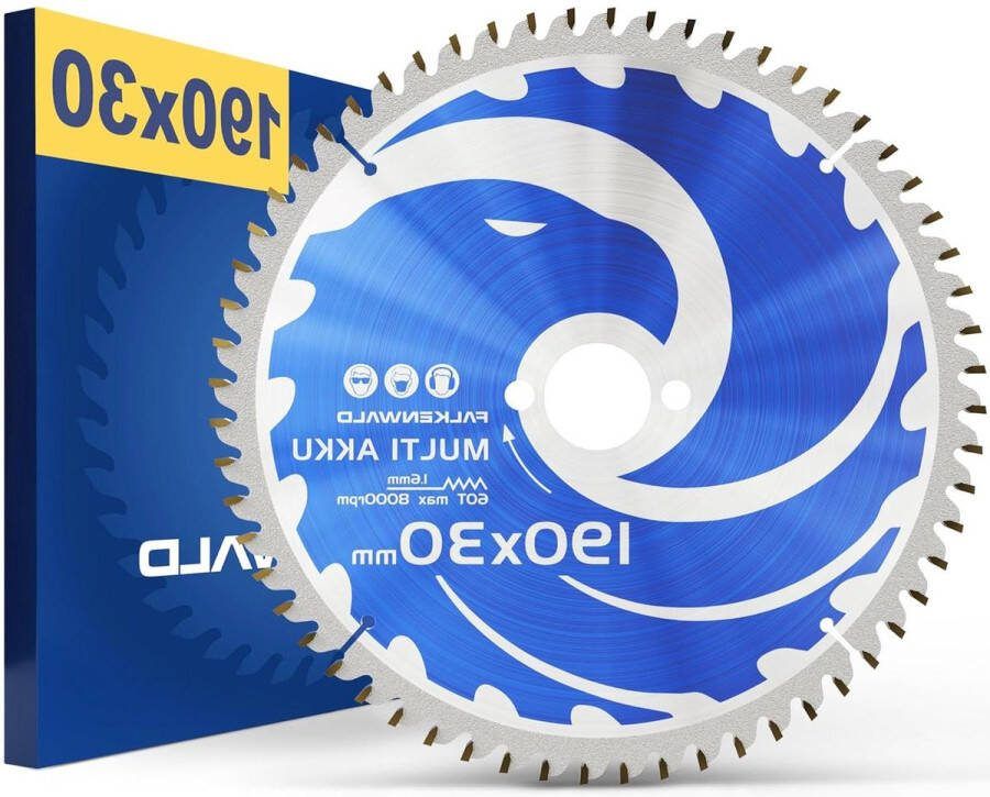 Zaagblad 190x30 mm (accu) voor hout metaal aluminium compatibel met Bosch GKS 65 PKS 66 AF