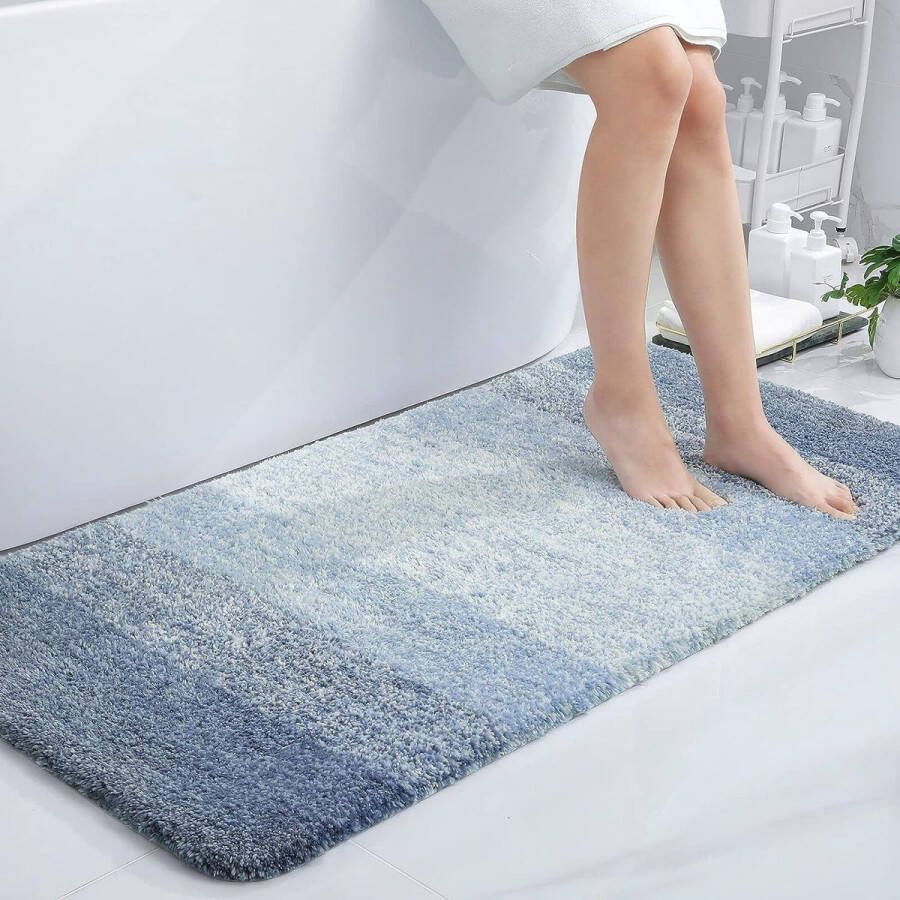 Zacht badkamertapijt 60 x 120 cm antislip wasbaar wollig hoogpolig badmat microvezel absorberend douchemat (paars)