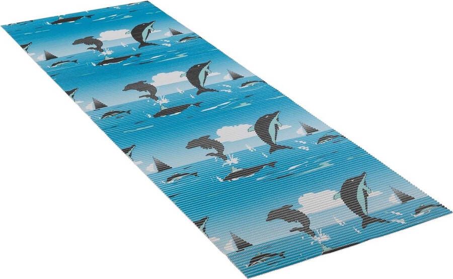 Zachte schuimmat dolfijn antislip vloermat veelzijdig te bruuiken als onderhoudsvriendelijke douchemat en vuile keukenloper hygiënisch universeel op maat te snijden 65 x 200 cm