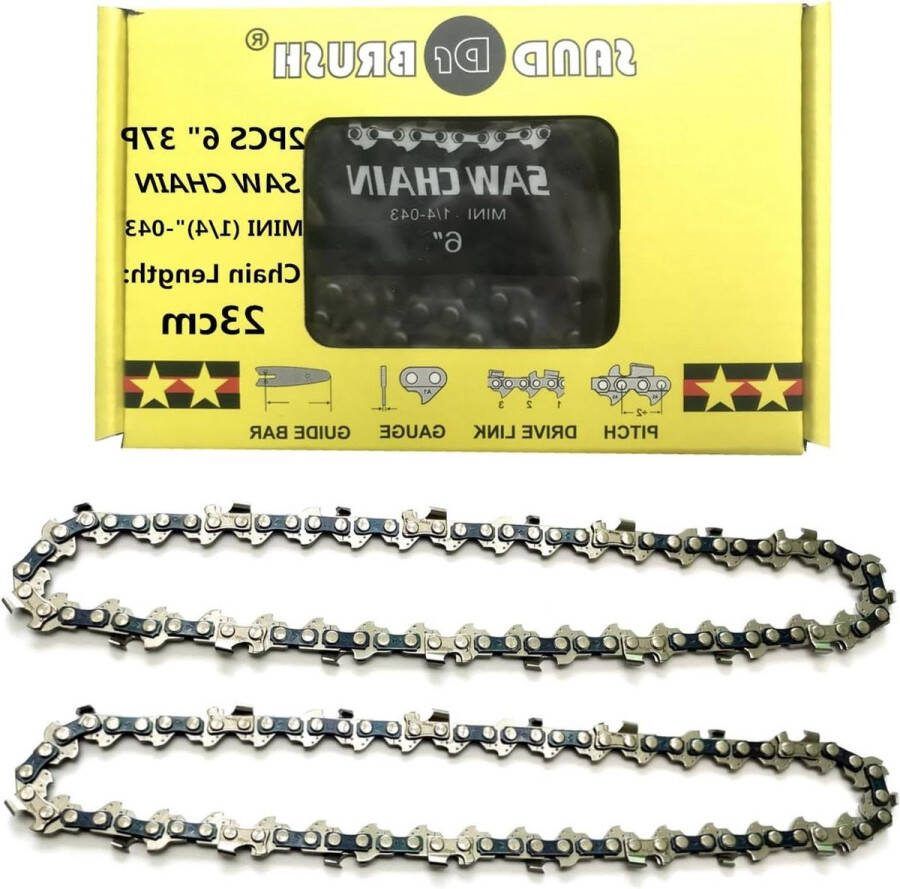 Zagen-ketting kettingzaagketting voor 6 inch mini handheld oplaadbare kettingzaag 1 4 0.043 (11 mm) 37DL 18.5cm gids universele ketting houtbewerking trim tuin