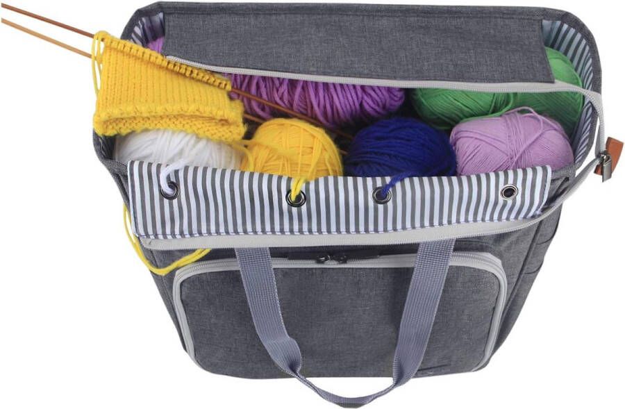 Zak voor wol tas breien haakzakken voor onvoltooide projecten haaknaalden en andere accessoires (geen accessoires inbegrepen) grijs