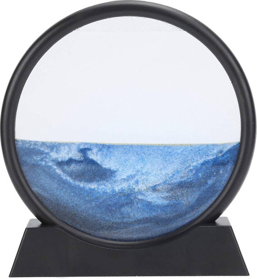Zand Kantelende Afbeelding Dynamische Zand Afbeelding 3D Natuurlijk Landschap Stromende Zand Afbeelding Glas Ambacht Micro Landschap Ornament voor Thuis en Kantoor (Blauw)