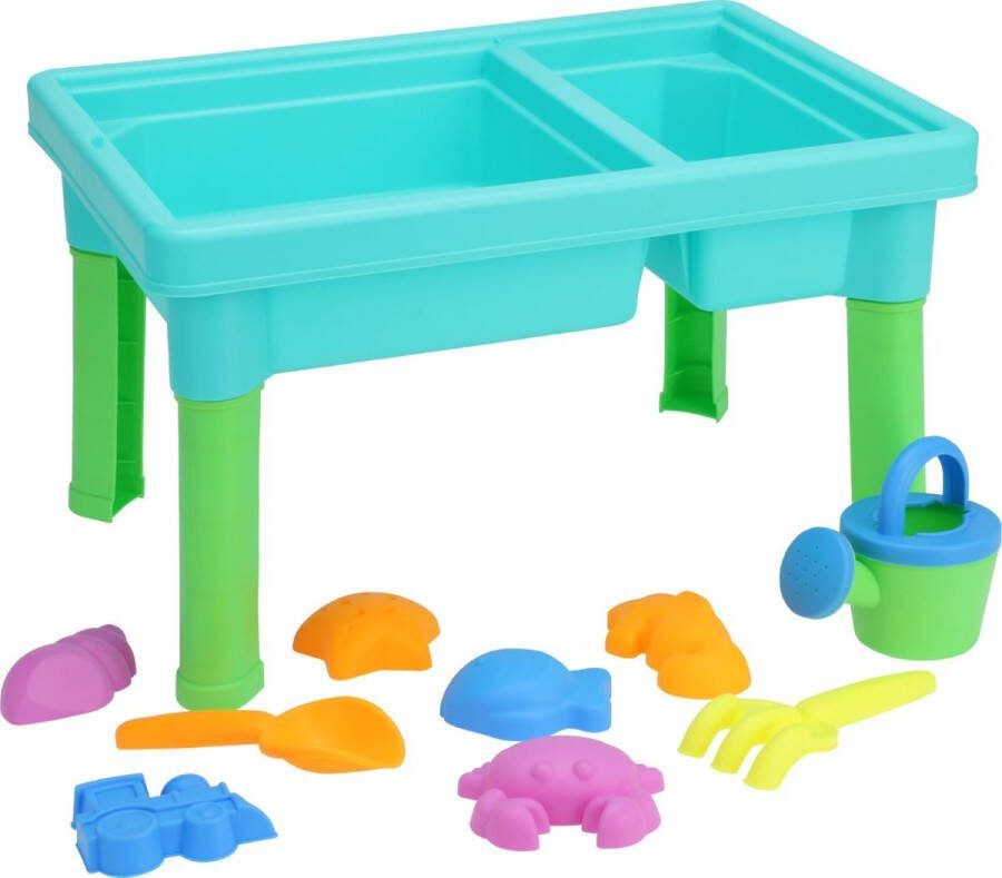 Zand Watertafel met Strandspeelgoed- 10delig- Compact- Watertafel-Zandtafel incl. Waterspeelgoed 44 x 29 x H9cm met pootjes H25