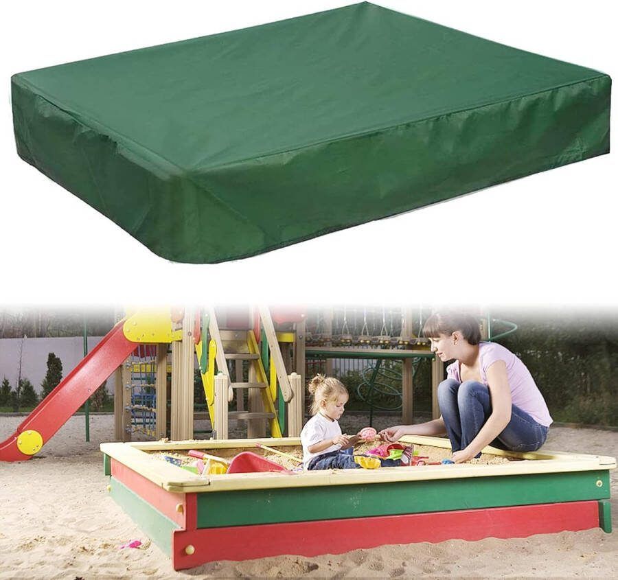 Zandbak Hoes Groen Waterdicht Zandbak Hoes 150 x 150 cm Vierkant Dekzeil Waterdicht met Koord Oxford Stof Stofdicht Zandbak Hoes voor Zandbak Zwembad Tuin