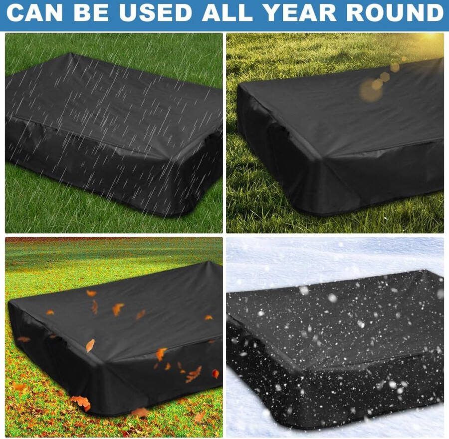 Zandbakhoes vierkant zandbakhoes waterdicht met trekkoord waterdichte zandbakhoes stofdichte bescherming Oxford-doek zandbakhoes voor zandbak en meubels 120 x 120 cm (zwart)