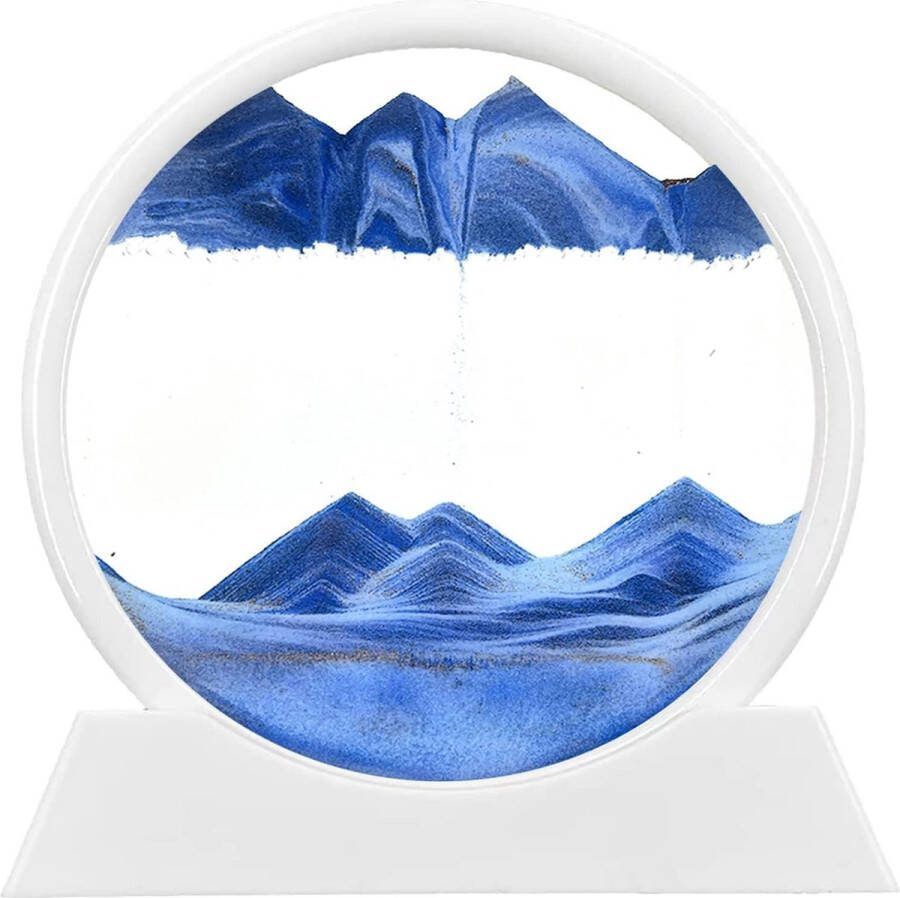 Zandfoto's voor draaien 3D Zandloper Zandfoto Geschenken Zandloper Decoratie 3D Zandloper Diepzee Zand Landschap Esthetisch voor Kantoor Woonkamer Bureau Volwassenen Kinderen (Blauw 7 inch)