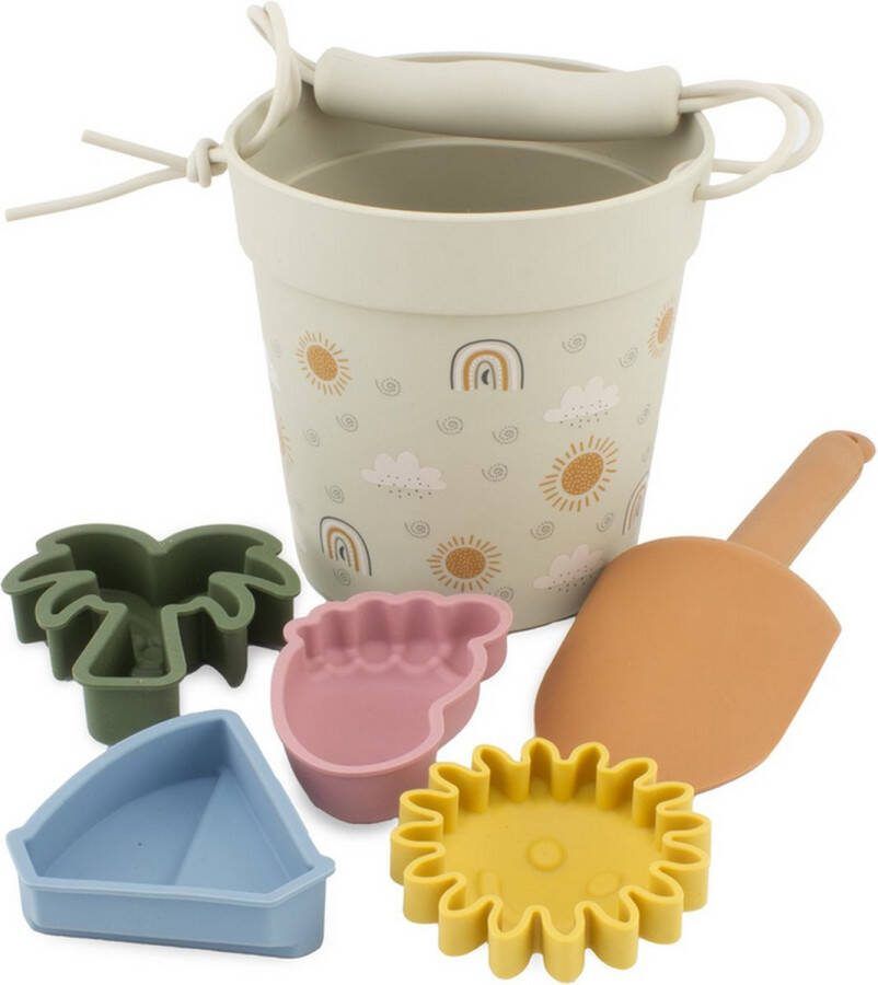 Zandspeelgoed set- 6-delig- Siliconen- regenboog- Emmer- buitenspeelgoed baby-peuter