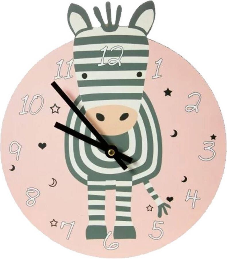 Merkloos Sans marque Zebra dieren wandklok 26 cm van hout voor kinderen Kinderkamer decoratie accessoires