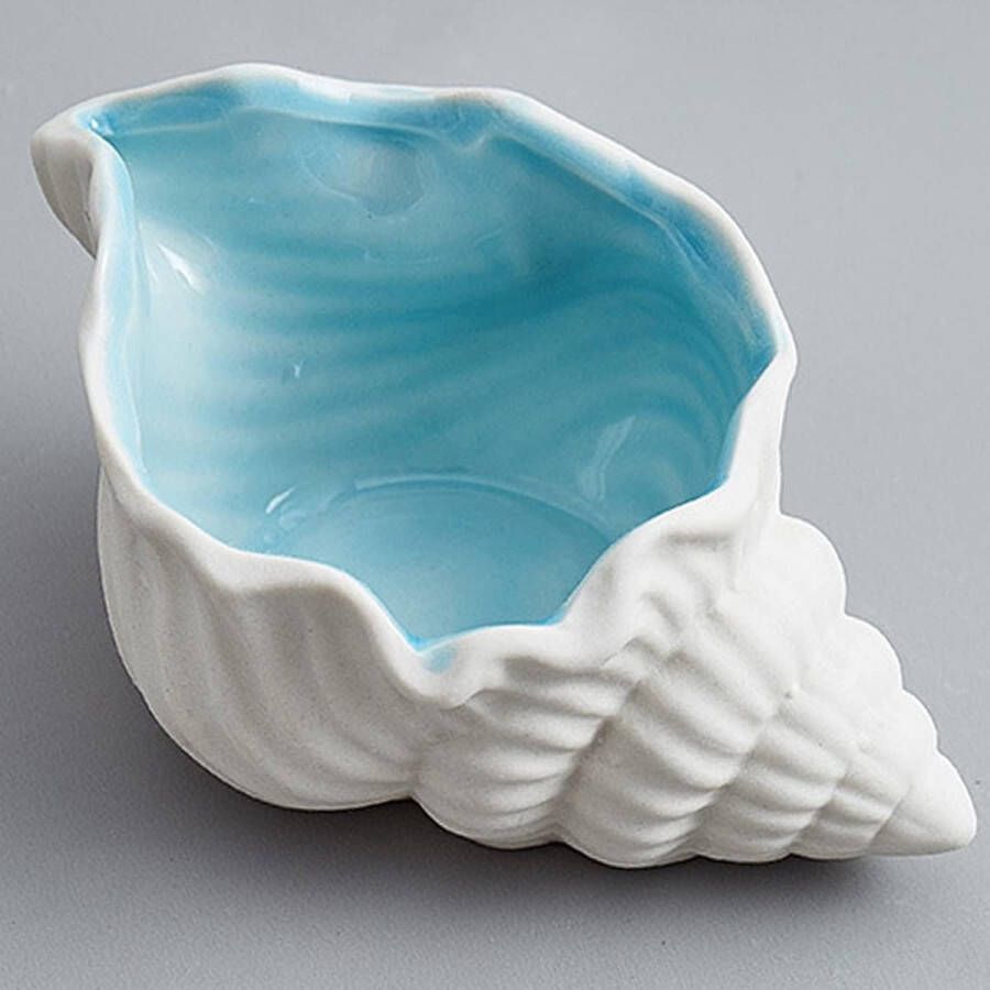 Zee Shell schelp sierschaal decoratieve schaal sieraden decoratief dienblad keramiek sleutel opbergschaal dinerbord porselein desserttelle sleutelschaal hal sleutelrek (19 5 x 12 x 9 cm)