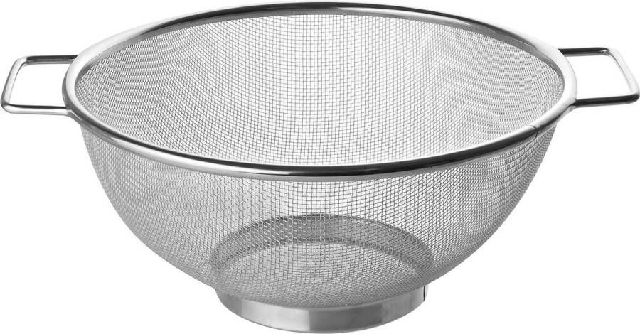 Zeef 26 cm roestvrijstalen keukenzeef fijnmazig vergiet met 2 handgrepen (kleur: zilver) aantal: 1 stuk grijs
