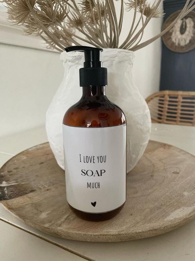 Zeepdispenser I love you SOAP much Hervulbare Plastic fles Amber kleur 500 ml