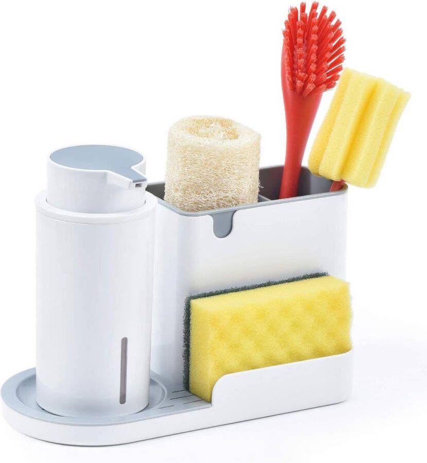 Zeepdispenser met sponshouder en opberghulp spoelbakorganizer voor keuken ABS