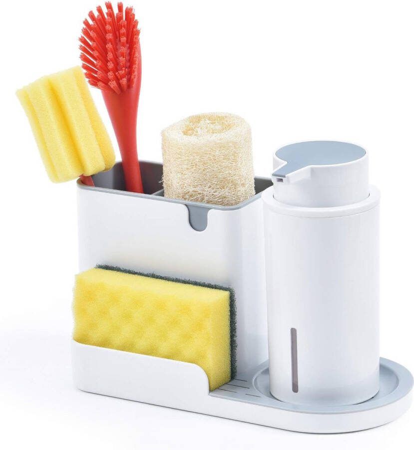 Zeepdispenser met sponshouder zeepdispenser-organizer gootsteenorganizer keukenorganizer met zeepdispenser ABS