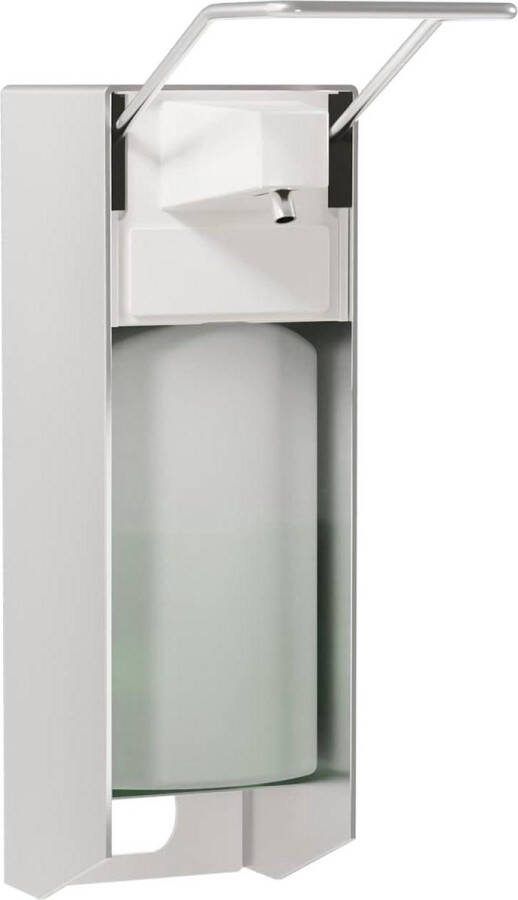 Zeepdispenser wandmontage Elleboogdruk Eurospender 500 ml Ontsmettingsmiddel Handzeep Wit Aluminium zeepdispenser wandmontage