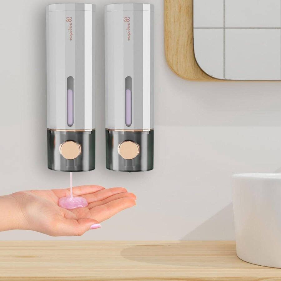 Zeepdispenser wandmontage Set van 2 handdispenser 450 ml Geschikt voor shampoo handdesinfectiemiddel melkachtig zeepdispenser wandmontage