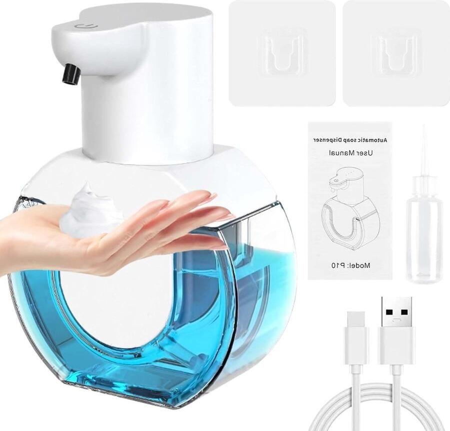 Zeepdispenser wandmontage USB-oplaadbaar contactloos 420 ml 4 niveaus schuimzeep IPX5 waterdicht zeepdispenser wandmontage