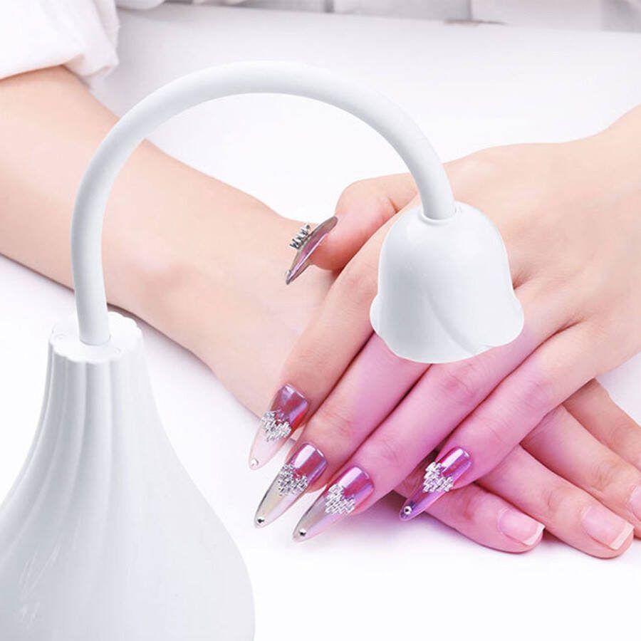 Zeerkeer UV LED Nageldroger UV Lamp Gelnagels Professionele Nagellamp Perfect Uitgeharde Nagel Gellak Nagellamp LED Mini Draagbare Wit 24W 1800mah 360° Draaibaar Lichtuitharding