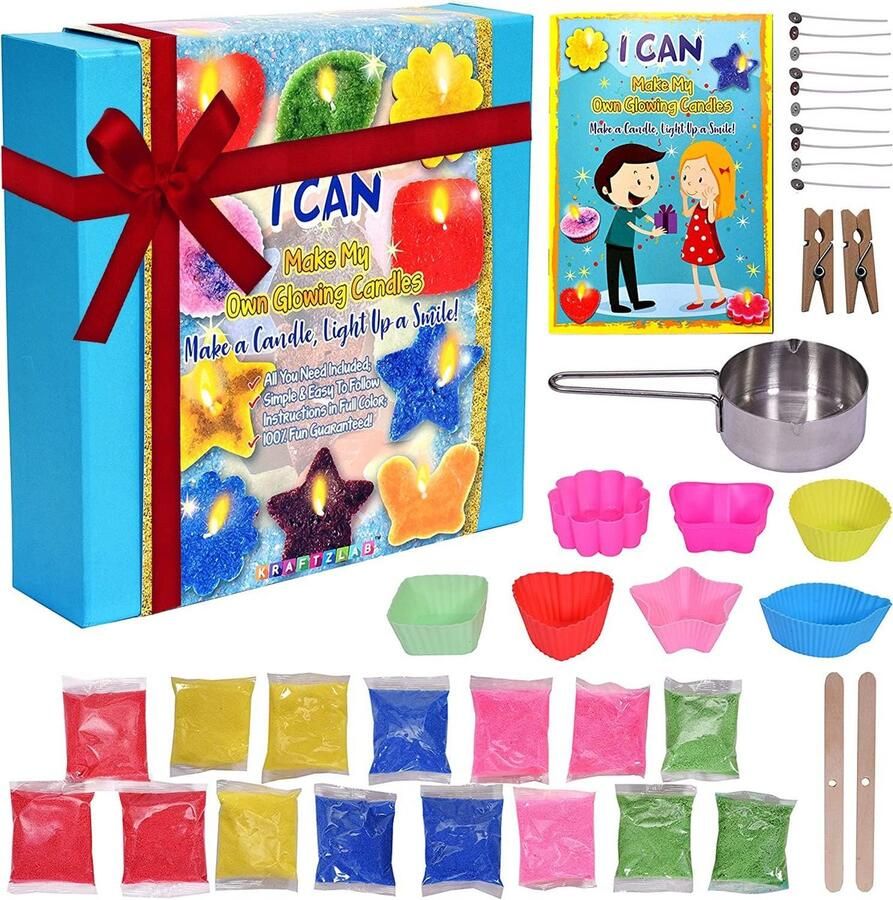 Zelf kaarsen maken 38 -Delig Voor Kinderen Kaarsen maken set Kaars Kakket Diy Kaarsen Maken Knutselpakket Hobbypakket Kaarsen Maken Kinderen Kaarsen gieten doe-het-zelf Knutselpakket kaarsen maken Educatief Kaarsen Maken Kit