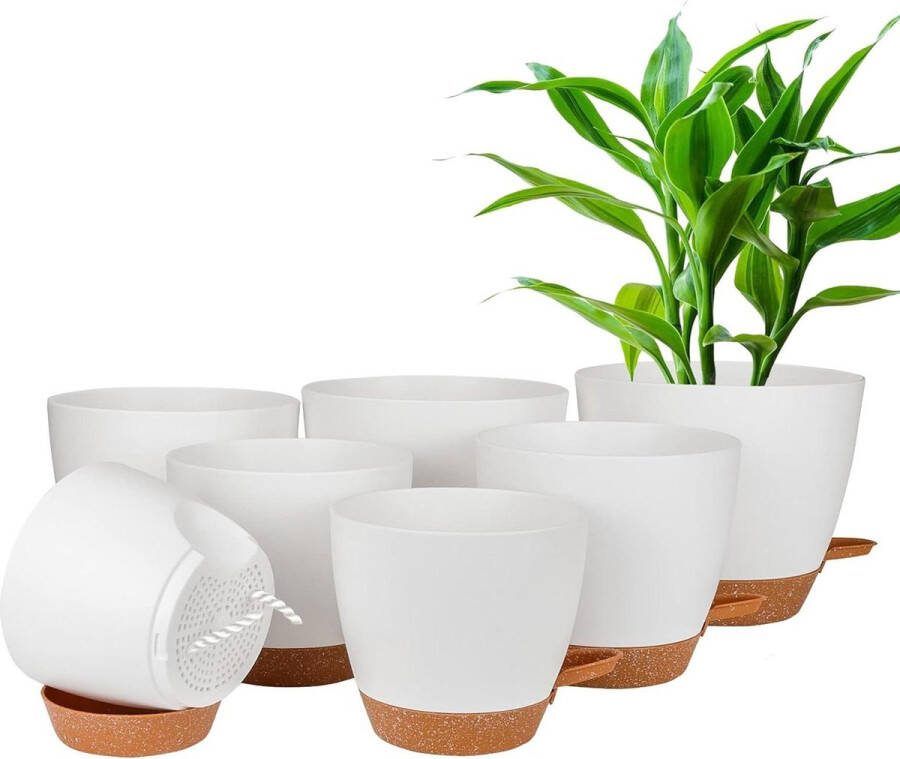 Zelfbewatering bloempot set van 7 stuks kunststof irrigatiesysteem 203 19 177 165 152 14 127 cm binnen en buiten sierpot met onderzetter