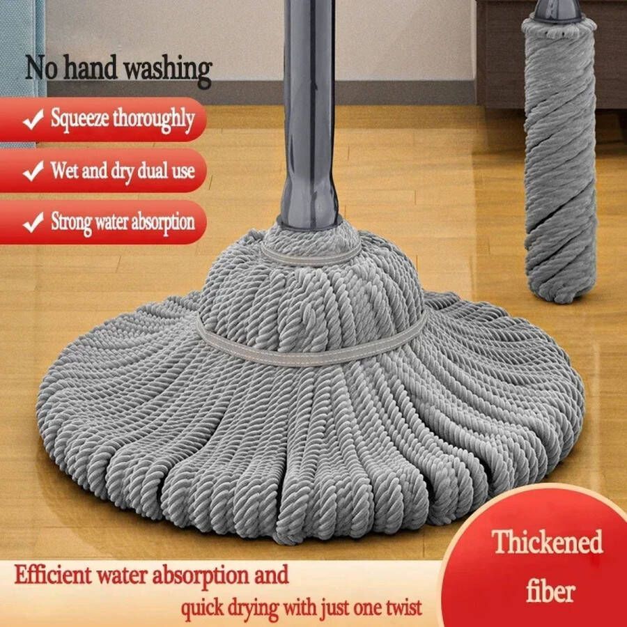 Zelfdraaiende Vloer Mop Geen Handen Wassen Nodig Huishoudelijke Vloerreiniging met Zelfknijper Ideaal voor Eenvoudige Vloerreiniging en Vlekken Verwijderen