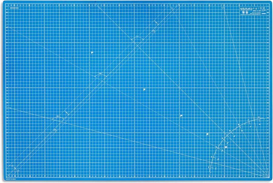 Zelfherstellende 5-laagse Snijmat Blauw 3 mm Dikte A1 Formaat Dubbelzijdig Raster Metrische Snijonderlegger Quilten Naaien Patchworken 90 x 60 cm