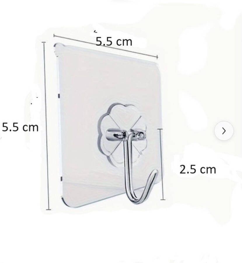 Zelfklevend ophanghaakje kunststof metaal 5.5 x 5.5 x 2 cm. 2 stuks