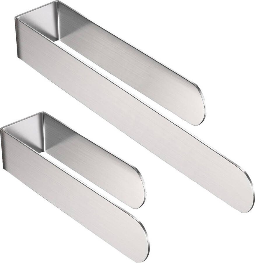 Zelfklevende handdoekhouder 7 87 inch klevende handdoekhouder en 12 64 inch handdoekhouder aan de muur roestvrijstalen keukenhanddoekhouder handdoekrek voor badkamer hotel camper keuken (zilver-7 87&12 64)