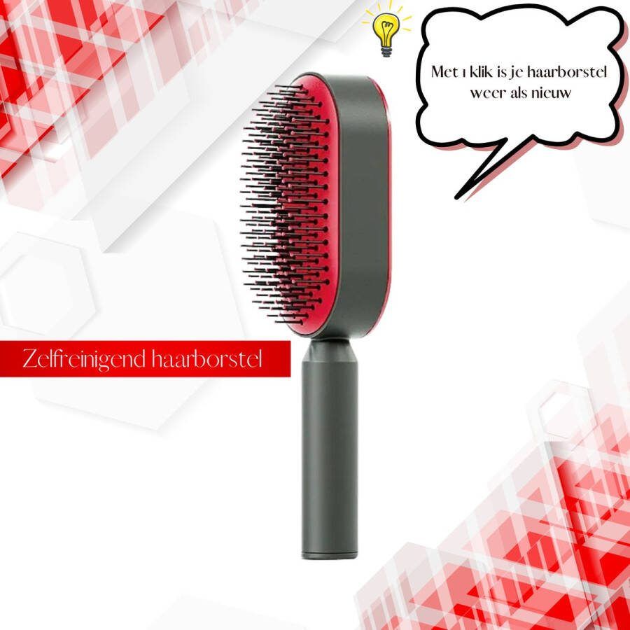 Zelfreinigende haarborstel voor vrouwen Rood 3D luchtkussen Massageborstel 3D haarborstel voor haarklitten knopen Zelfreinigende massageborstel Brush