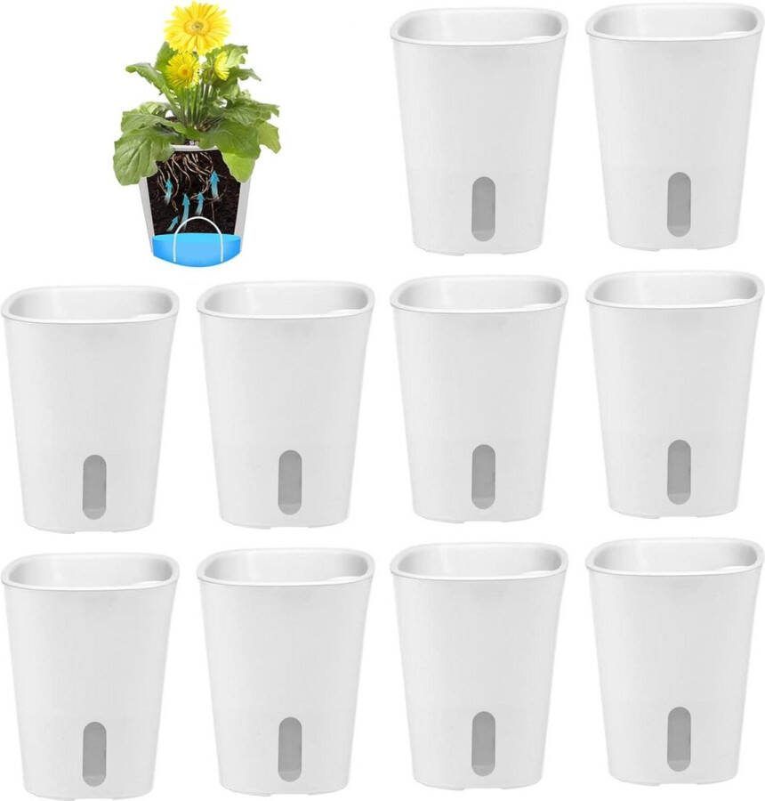 Zelfwaterende bloempotten met waterpeilindicator Set van 10 binnen en buiten bewateringssysteem kruidenpot 75cm