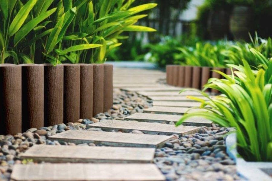 ZenXstore Hoogkwaliteit Tuin afboording-2.3 meter-Gazonrande- Garden Lawn Edge Border Palissade- Bruin of groen 10 stuks 2.30m (Bruin)