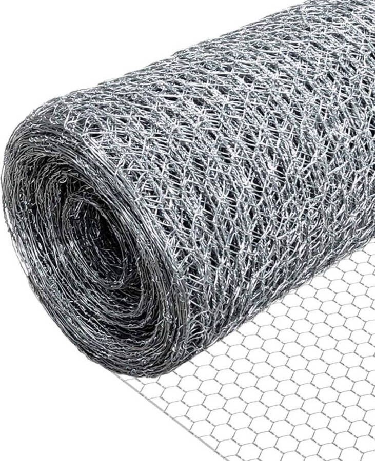Zeshoekig gaas draadhek kippengaas maaswijdte 25 mm hoogte 100 cm lengte 25 m verzinkt zilver