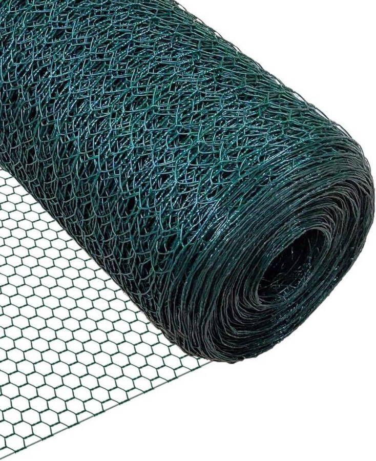 Zeshoekig Konijnengaas Kippengaas Maaswijdte 25mm Hoogte 100cm Lengte 50m PVC-gecoat Groen