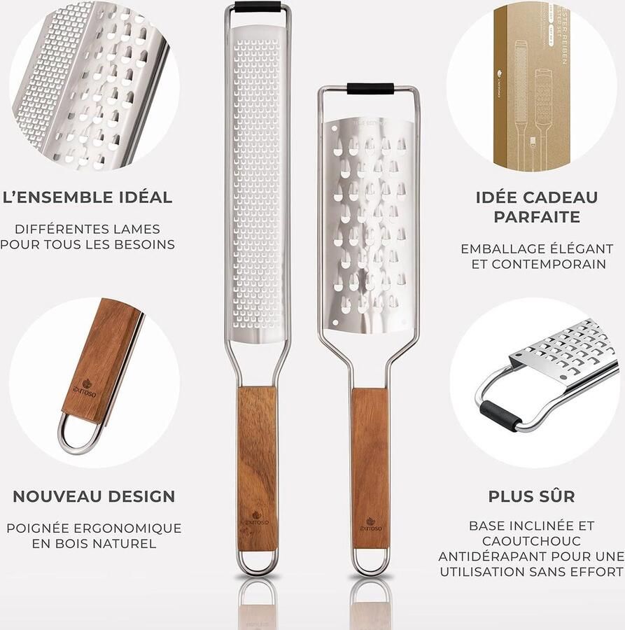 Zester Kitchen Grater Set with Wooden Handle Stainless Steel Kruidenrasp Citroenrasp Nootmuskaatrasp Fijnrasp Zestrasp Kaasrasp Parmezaanrasp