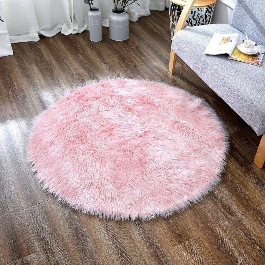 ZHOUZEKAI Rechthoekige imitatie-lamsvacht schapenvacht wollige tapijten gezellige schapenvacht bedkleed sofa mat roze 60 cm