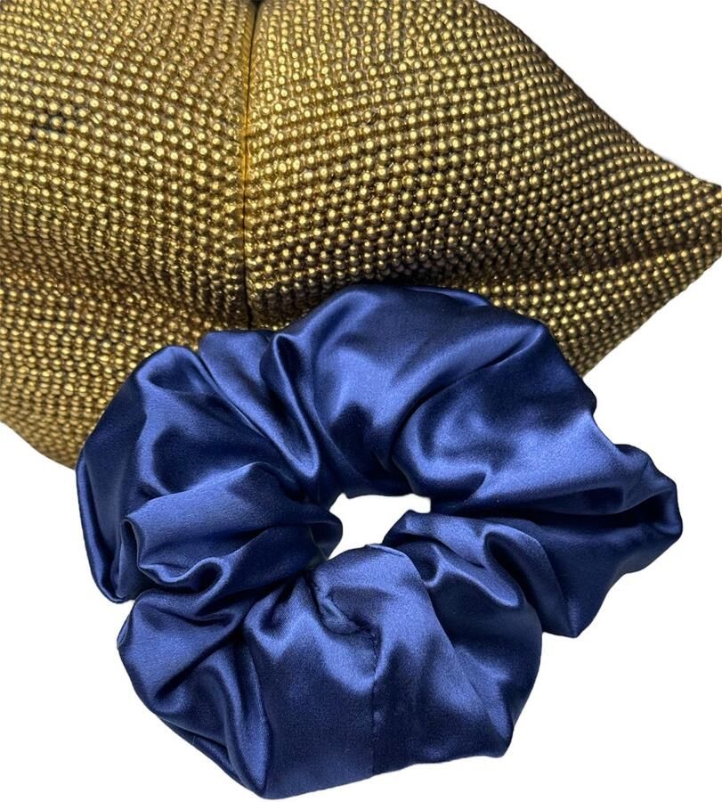 Zijden Scrunchie Donker Blauw