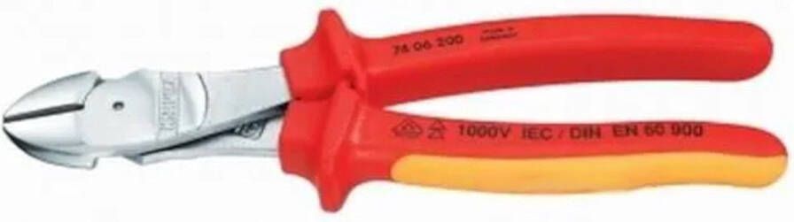 Knipex Kracht-zijsnijtang 1000V 180mm verchroomd VDE Rood