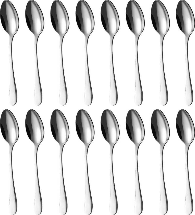 Zilveren eetlepels pakket van 16 roestvrijstalen lepels van 20 5 cm 8 07 inch uitstekend assortiment koffielepels vaatwasmachinebestendige soeplepels ideaal voor huishoudens restaurants feesten enz