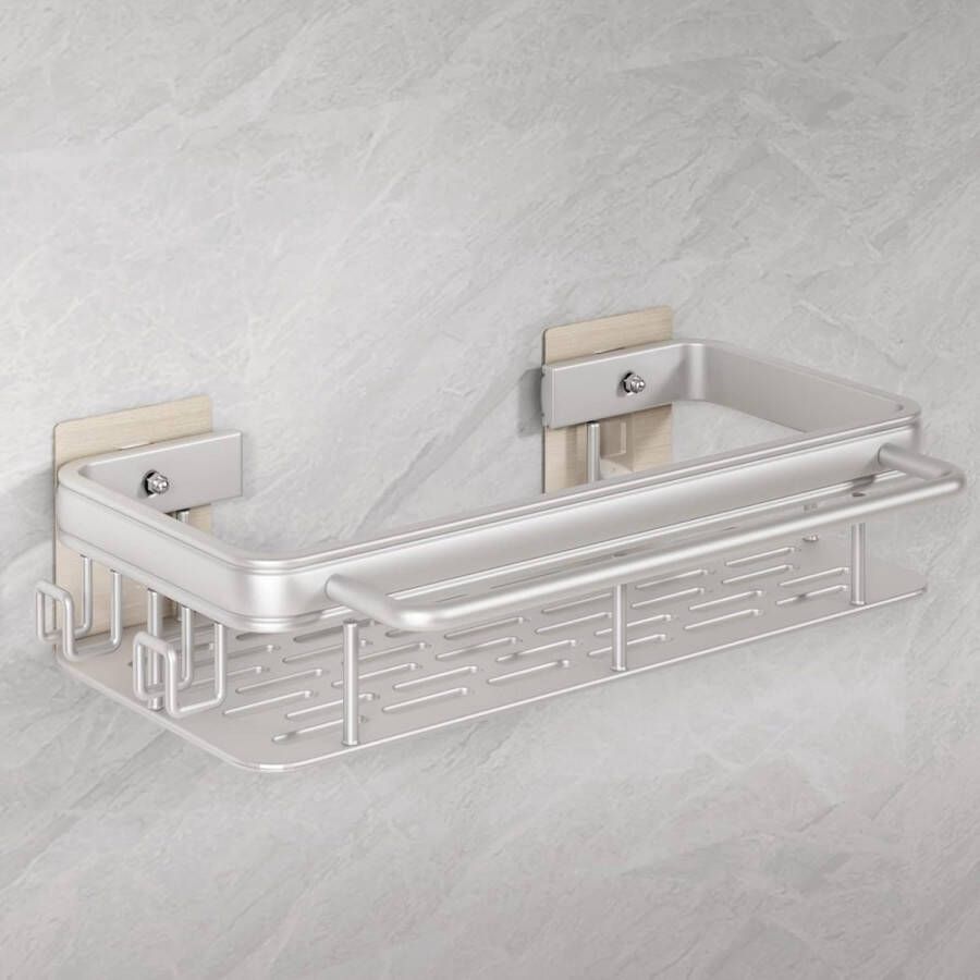 Zilveren gootsteenorganizer voor keuken geen boren keuken caddy houder plank voor keukenaccessoires spons borstel spoelzeep spoelbak met handdoekhouder en haak