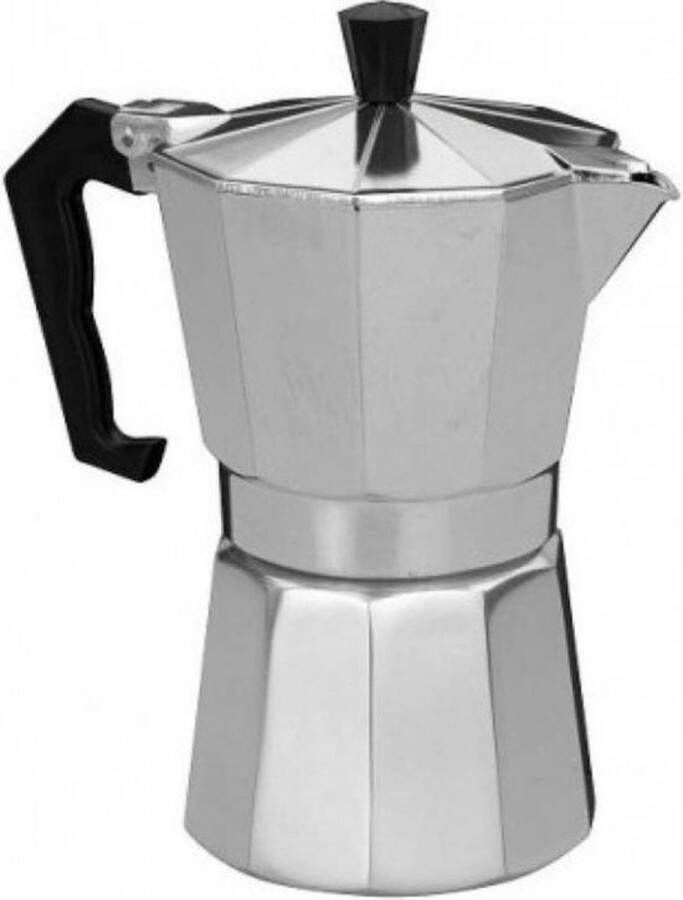 Zilveren percolator voor 6 espresso kopjes Koffiezetapparaat Koffiepercolator